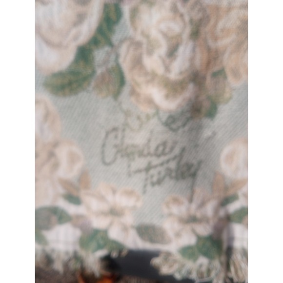 Vintage Glynda Turley Magnolia Tapestry Throw Blanket 44x62 1994 green cream - Picture 4 of 7